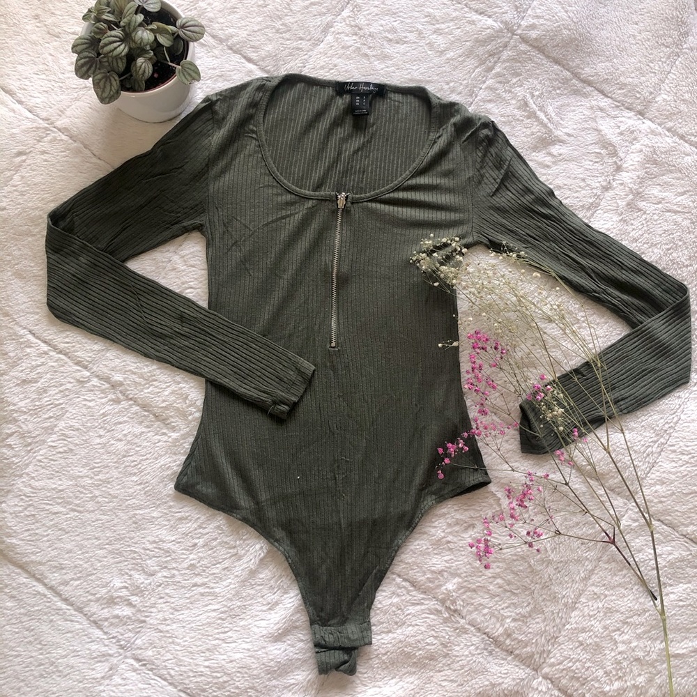 Dark Green Long Sleeve Bodysuit